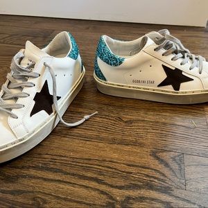 Blue white and black golden goose